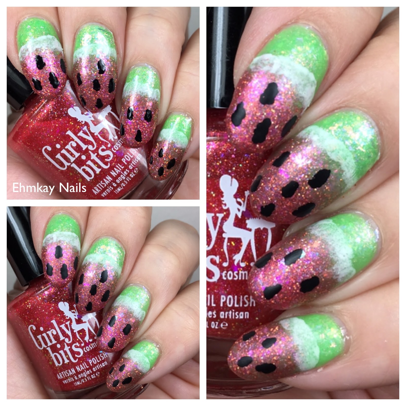 Watermelon Nail Art with Girly Bits June CotM