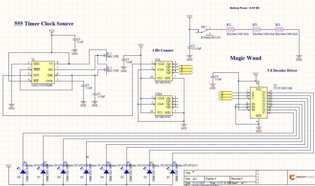 Magic Wand Schematic Design in CircuitMaker