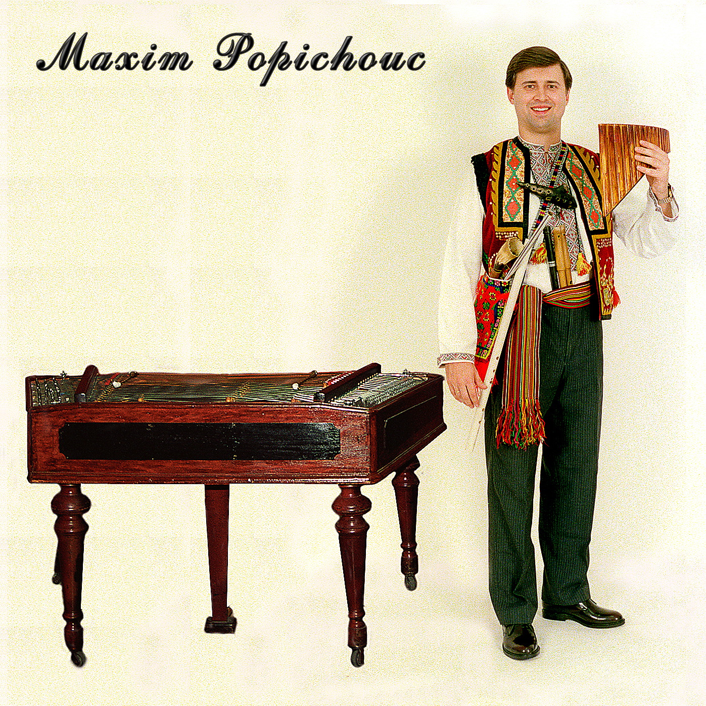 In concerts Panflute and ukrainian traditional wood wind instruments