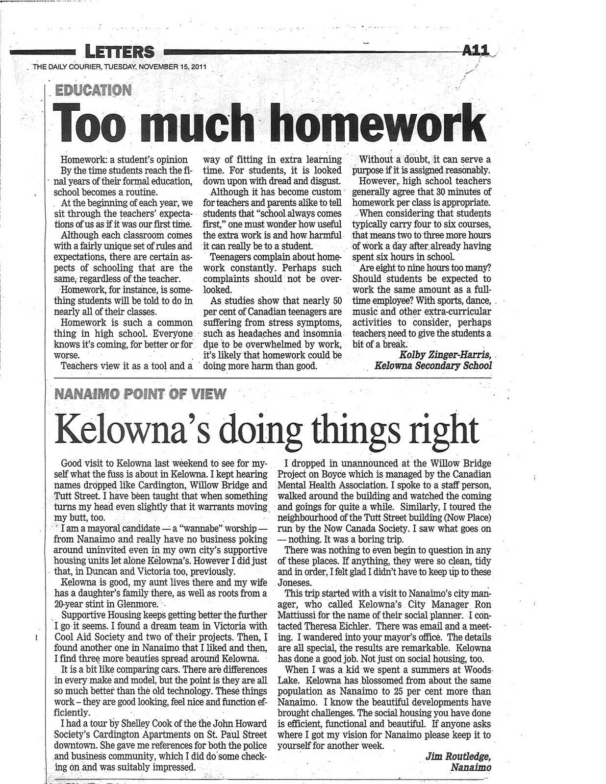JimsWorld Jims Letter to the Editor, Kelowna Daily Courier
