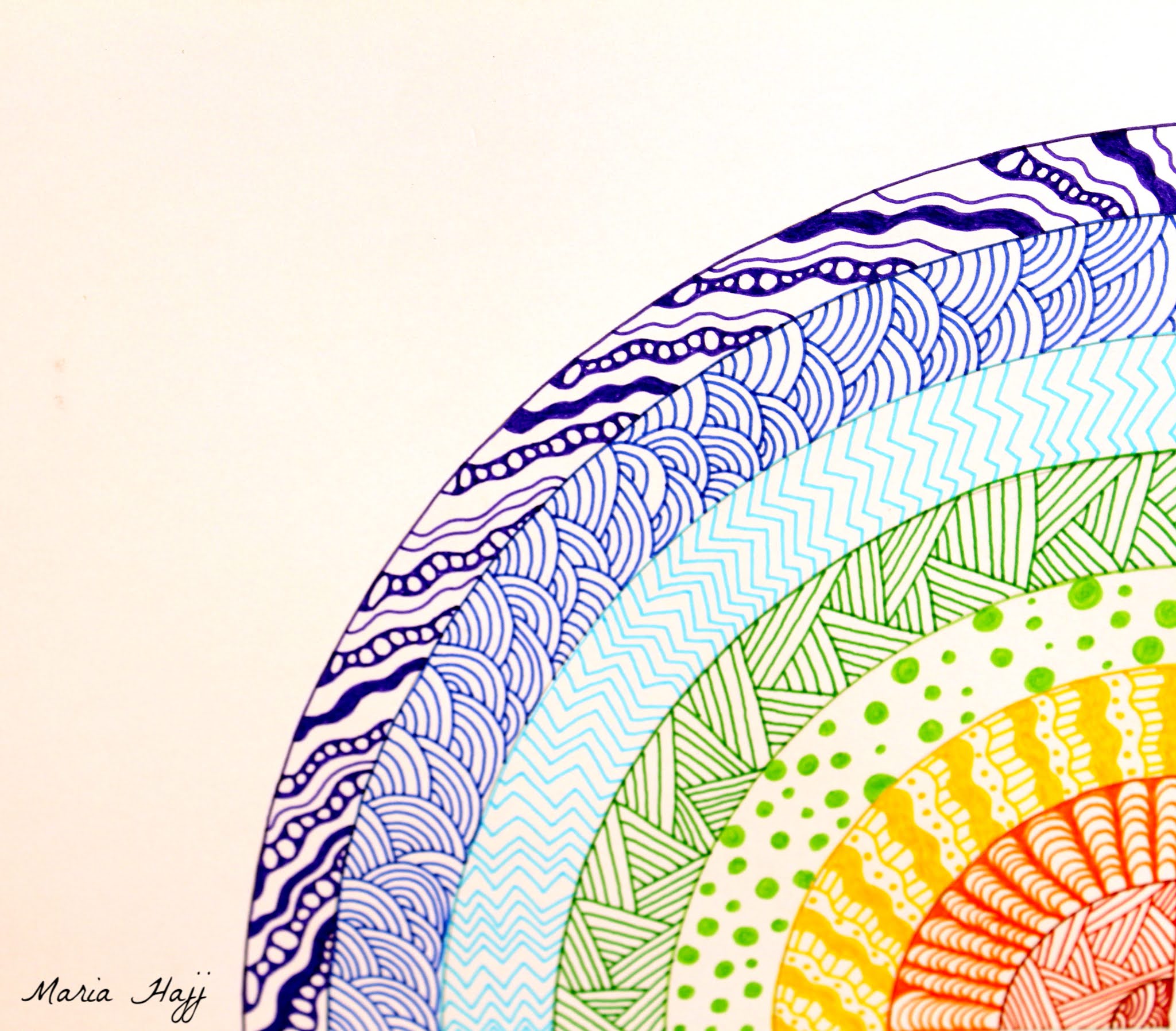Rainbow Zentangle & Sun Mandala / STEP BY STEP TUTORIAL / BEGINNERS