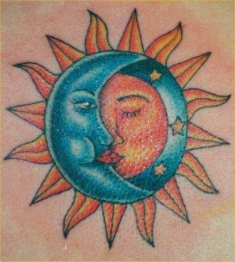 sun and moon tattoo symbolizing love and marriage