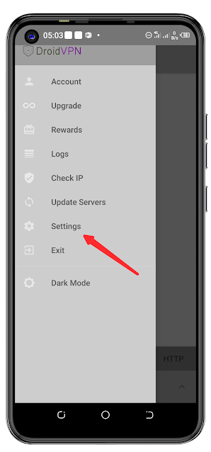 Accédez aux paramètres DroidVPN