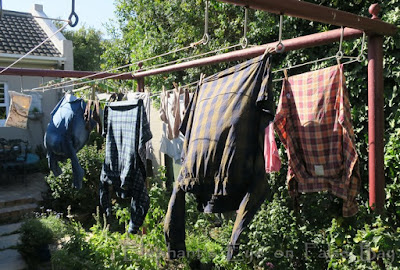 Line dried washing in winter