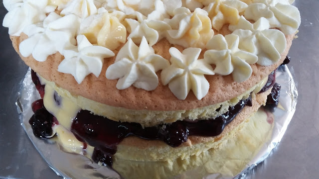 Blackberry and Custard Sponge Cake