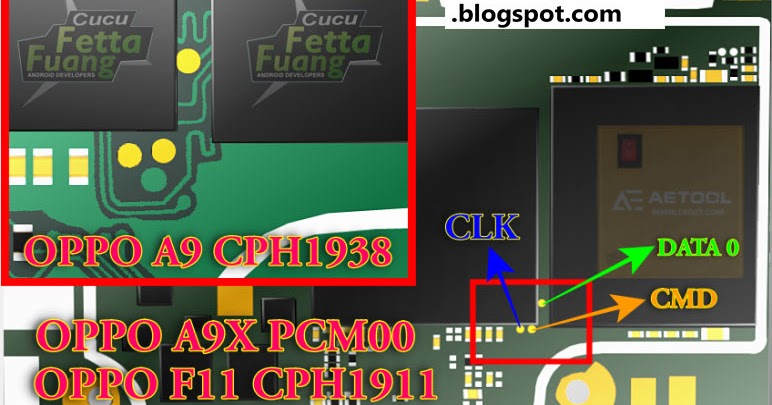 OPPO A9 CPH1938 f11 cph1911 EMMC ISP Pinout Download for flashing and