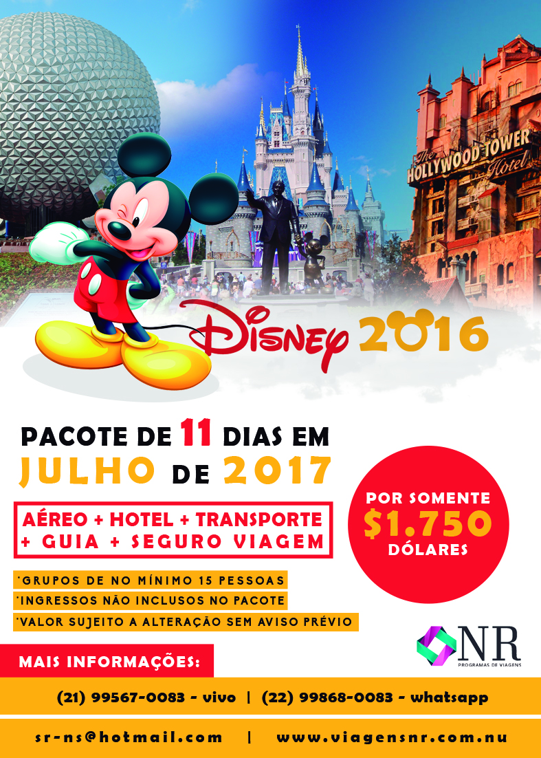 NR Programas de Viagens Pacotes Orlando (Disney + Universal + Outlet