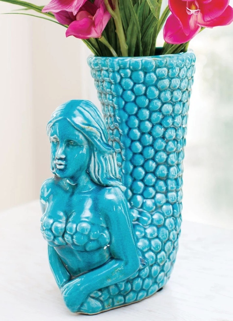 Mermaid Vase Turquoise Blue