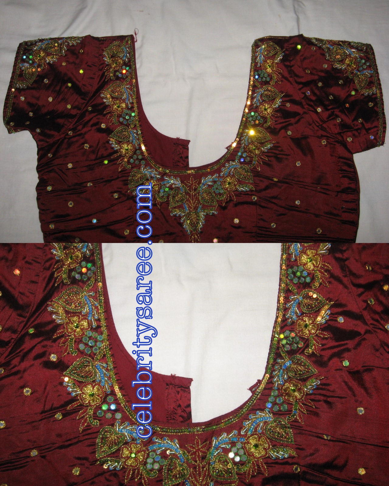 aari zardosi beads embroidery: new pattu saree and blouse
