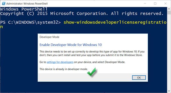 mode développeur windows 10