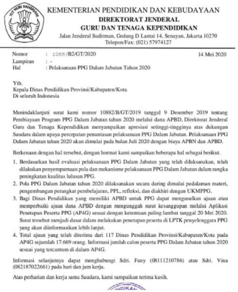 Kabar Gembira Bagi Peserta Pretest Dan Jadwal Terbaru Pelaksanaan Ppg Daljab Tahun 2020 Berdasarkan Surat Nomor 122 55 B2 Gt 2020 Muara Pendidikan Net