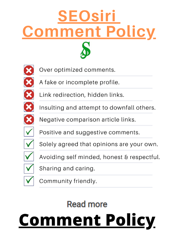 SEOsiri comment policy
