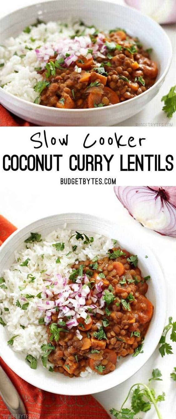 SLOW COOKER COCONUT CURRY LENTILS CRAVING RECIPE