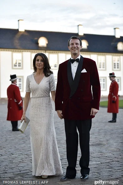 Denmark's Princess Marie and Prince Joachim arrive for the dinner at Fredensborg Castle on the occasion of Queen Margrethe's 75th birthday