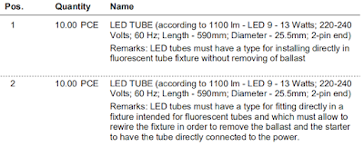 Форма заказа LEDTube ламп на судне