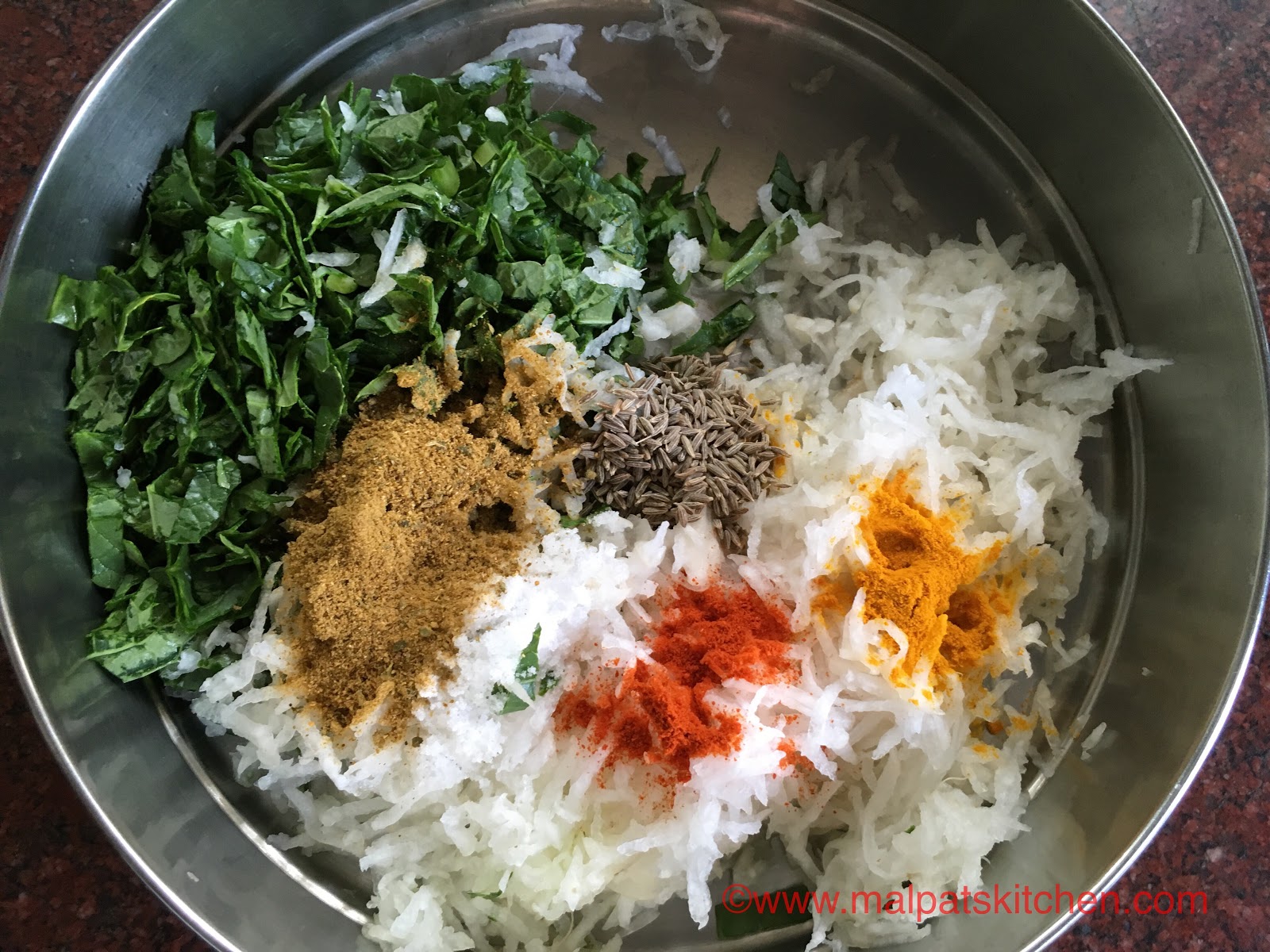 RADISH & GREENS PARATHA, how to make radish and radishgreens flat