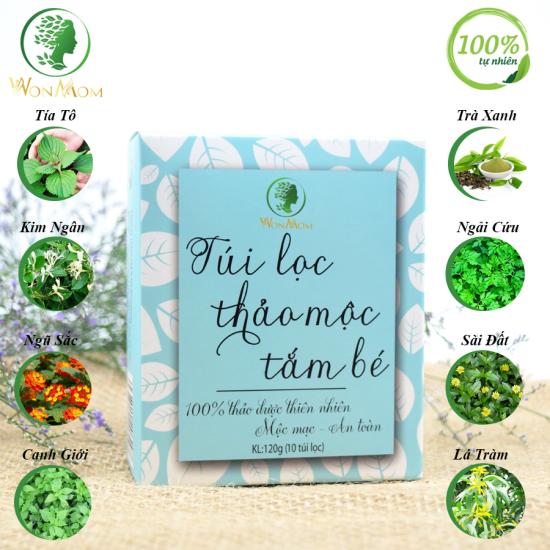 Túi Thảo Mộc Tắm Bé, Trị Rôm Sảy Wonmom (10 Túi/Hộp)