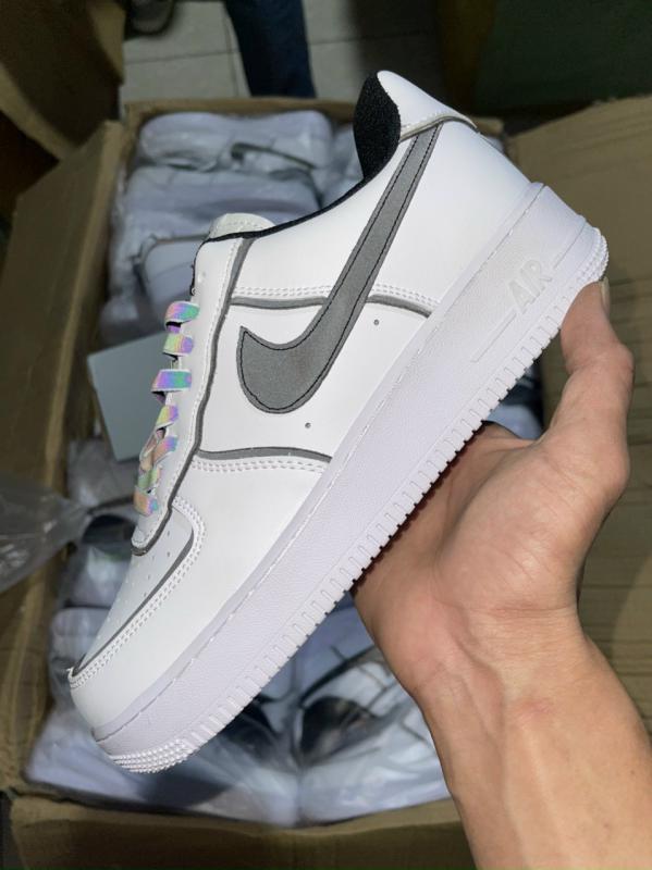 Giày thể thao sneaker nam nữ Af1 2021 Trắng Đen Phản Quang hàng cao cấp full box bill