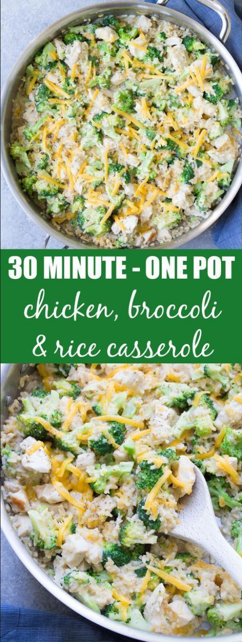 30 Minute - One Pot Chicken, Broccoli and Rice Casserole
