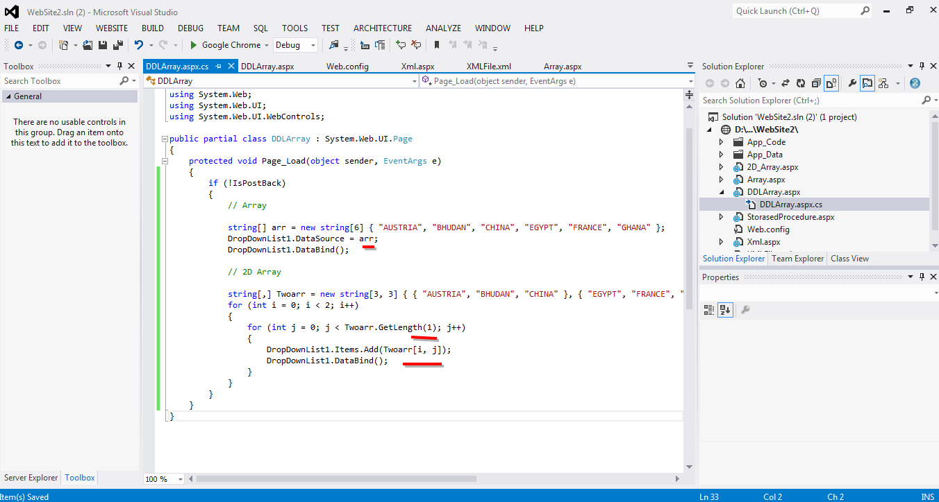 Bind Array Value To Dropdownlist Using in C ScreenShotsDrizzles