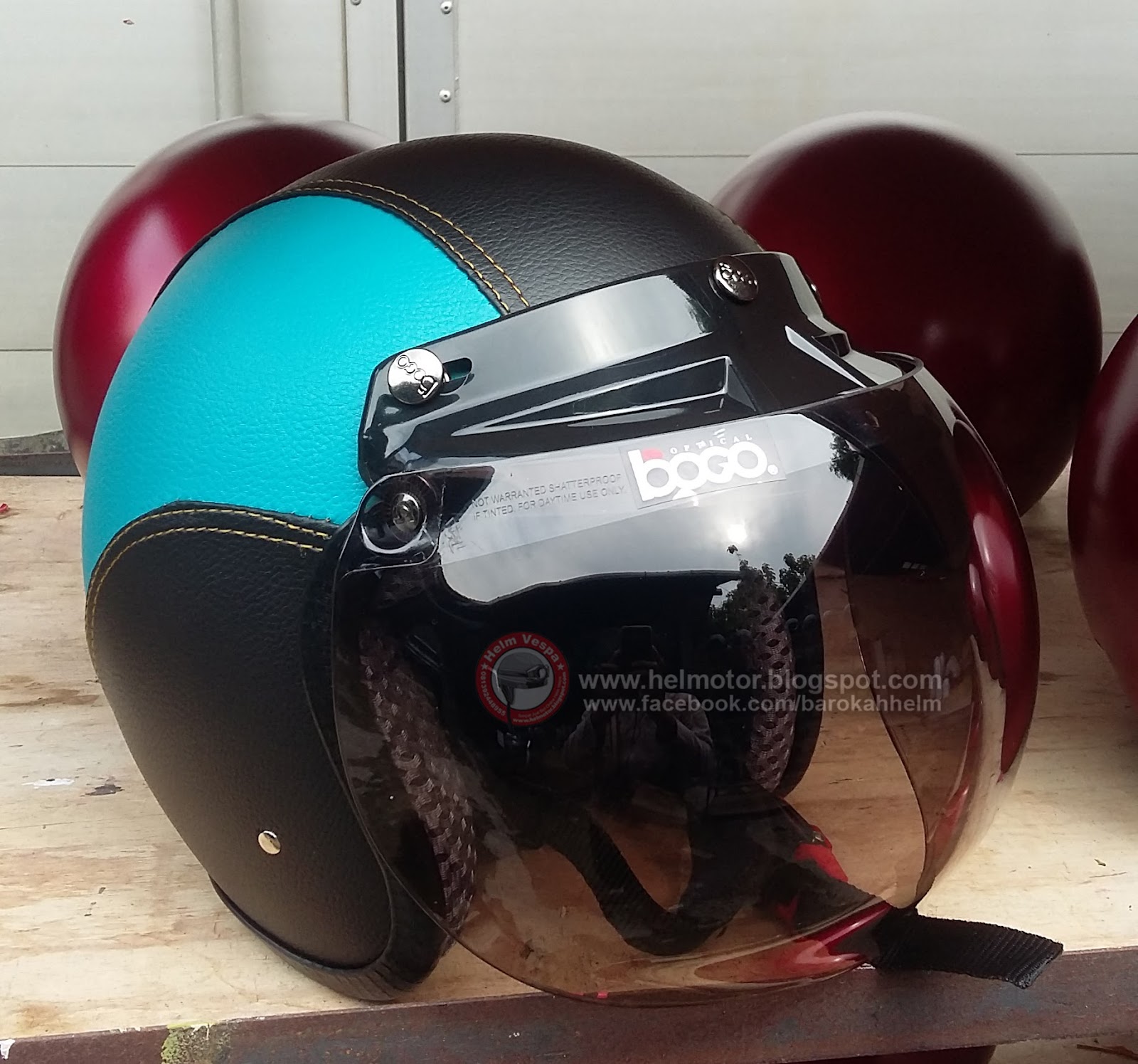 helm retro bogo biru muda hitam helm vespa helm retro bogo biru muda hitam helm vespa