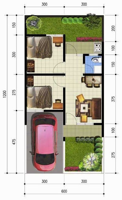 Koleksi Denah Rumah Minimalis Ukuran 6x12 meter