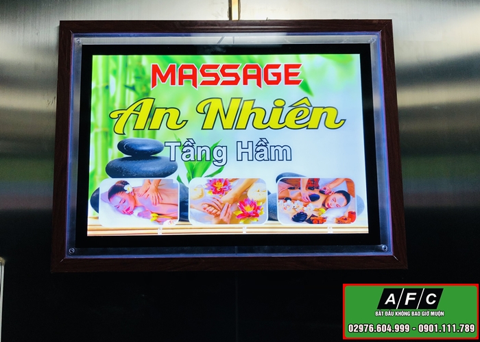 Thi công tranh Hộp đèn siêu mỏng Massage An Nhiên đẹp