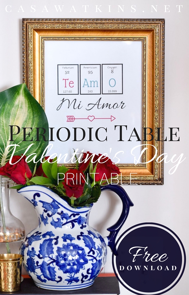 Free Periodic Table Valentine's Day Printable: Spanish Printable Art
