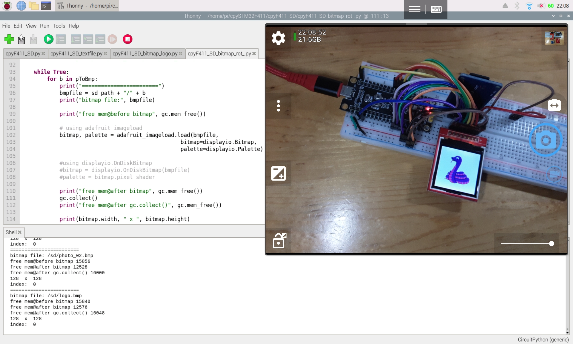 Embedded things STM32F411/CircuitPython 7, read SD Card, load bitmap