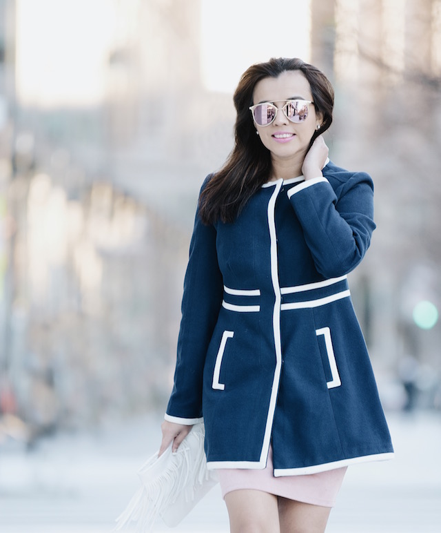 One Pink Dress and a Navy Coat