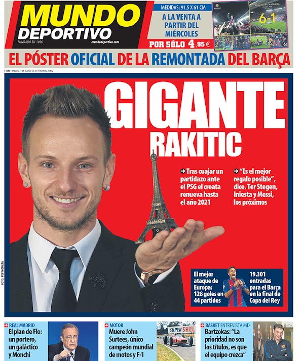 FC Barcelona, Mundo Deportivo: "Gigante Rakitic"