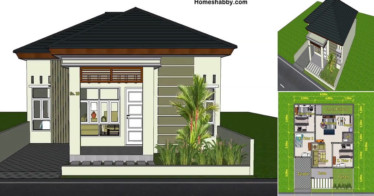 Desain dan Denah Rumah Minimalis Ukuran 8.5 x 12 M Lengkap ...