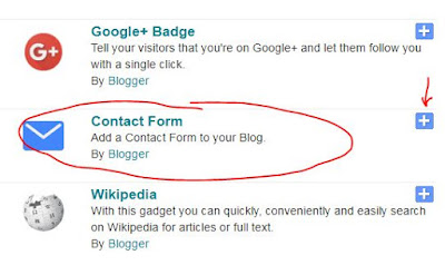 Add a Gadget > pilih Contact Form