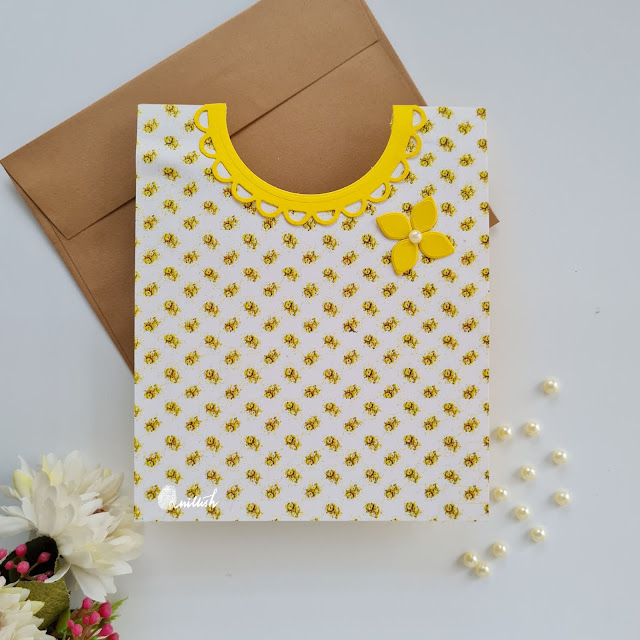 Mother's day cards, card for grandma, Floral summer dress with brooch,Dress card, Shirt card, blouse card, Suit card, card for teacher, DIY cards, cards with patterned paper, cards for moms, quillish, pendent card