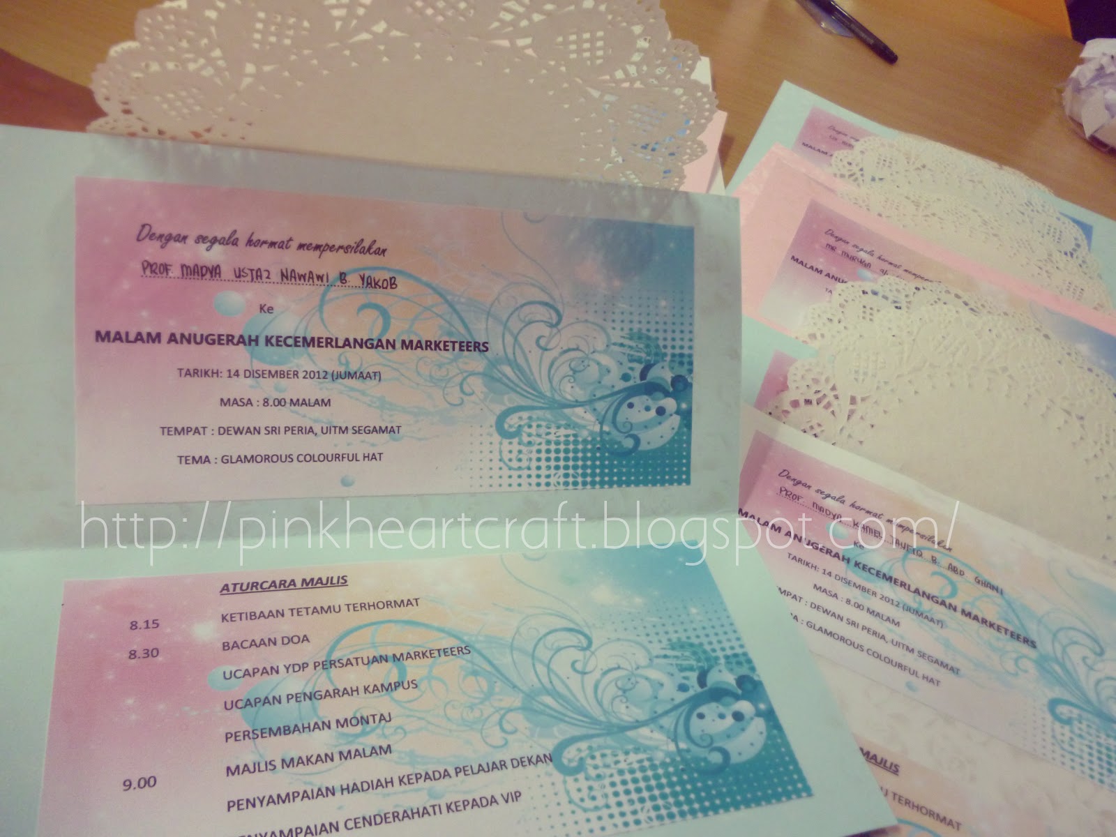 Pink Heart Craft: Invitation card for dinner