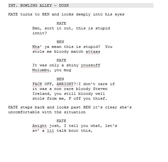 Ellis Platten BTEC Media Blog 2014: Celtx - First Script Attempts