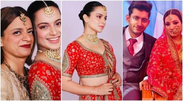 Kangana Ranaut Stealing The Limelight With Gorgeous Red Lehenga As She Attained The Cousin Wedding.