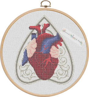 anatomical heart cross stitch pattern to download