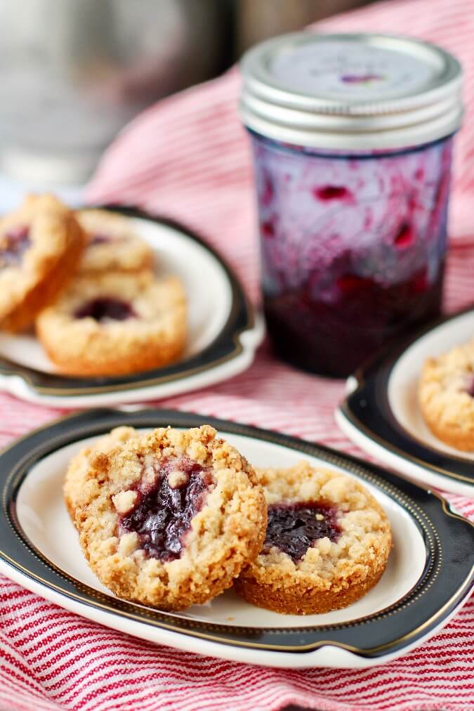Shortbread Jam Cookies with a Streusel Topping Karen's Kitchen Stories