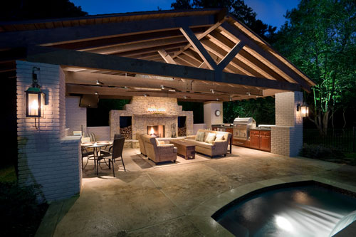 Fantastic Backyard Pavilion With Fireplace
