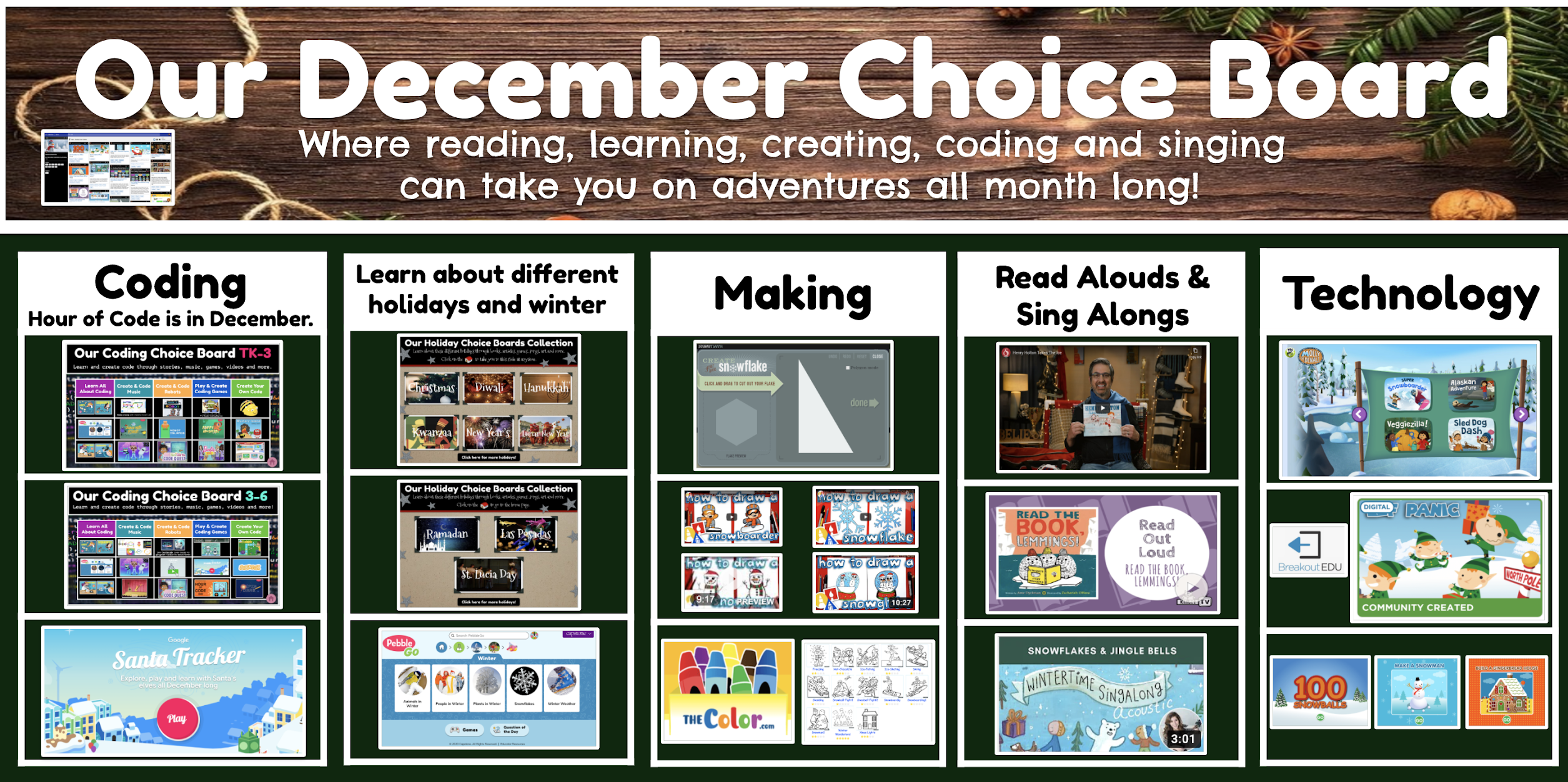 The Library Voice It's Time For Our December Choice Board and