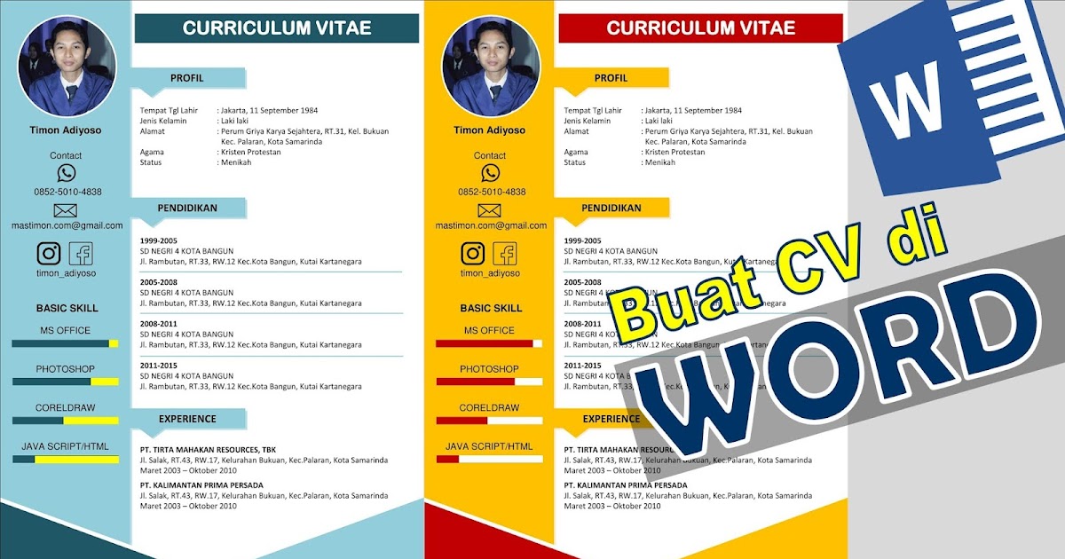 Download Template CV Lamaran Kerja terbaru 2020 (Word 2007