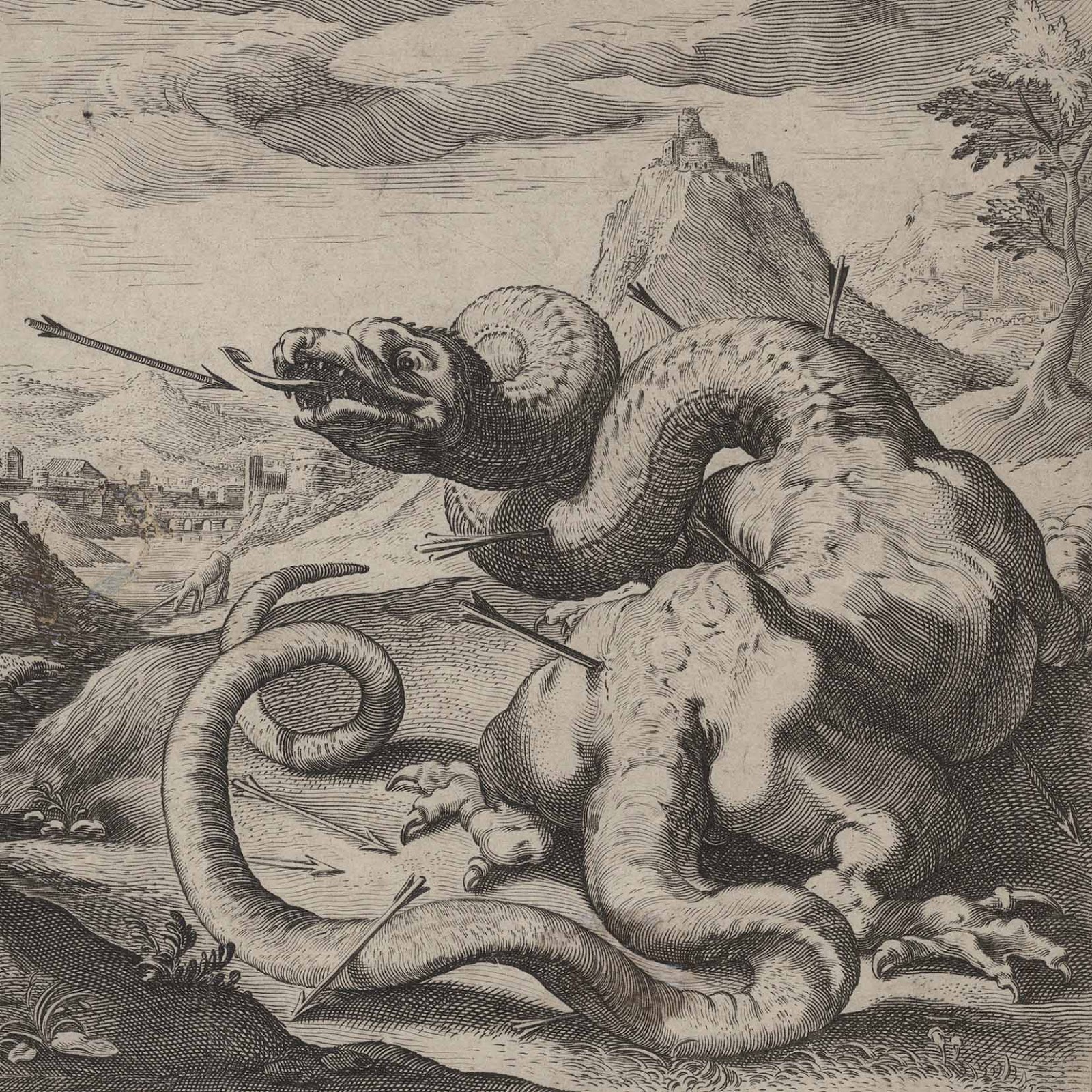 Первозданный змей. Пифон в древней Греции. Хендрик Гольциус кадм, убивающий дракона. Пифон древнегреческая мифология. Аполлон побеждает змея Пифона.