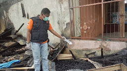Inafis Polres Tanggamus dan Polsek Talang Padang Identifikasi Kebakaran 4 Kios