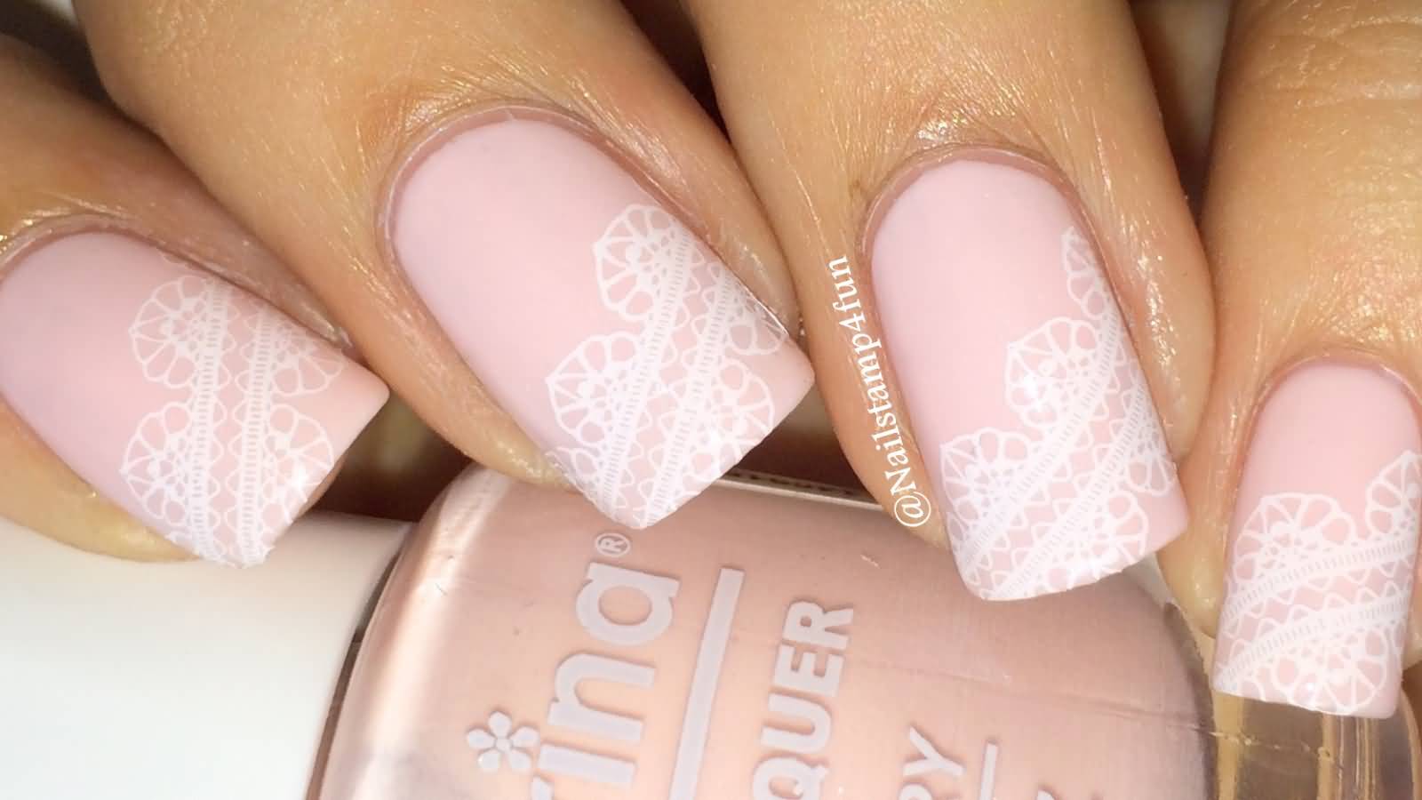 4. Pink Lace French Tip Nails - wide 5
