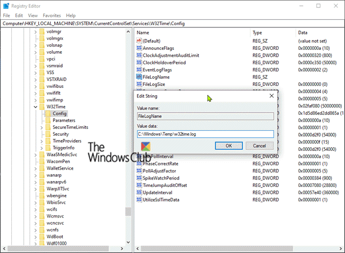 Windowsタイムサービスでデバッグログをオンにする方法
