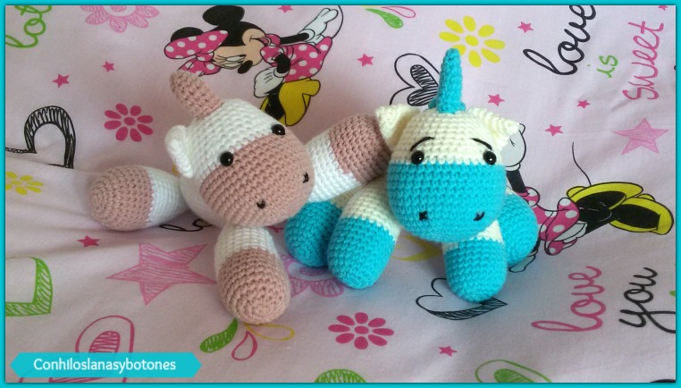 Conhiloslanasybotones: bebé unicornio azul amigurumi