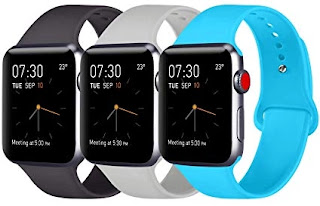 3. Pack 3 Compatible with Apple Watch Bands 38mm 40mm 42mm 44mm, Soft Silicone Band Compatible with iWatch Series 5, 4, 3, 2, 1 3. Pack 3 Compatible with Apple Watch Bands 38mm 40mm 42mm 44mm, Soft Silicone Band Compatible with iWatch Series 5, 4, 3, 2, 1