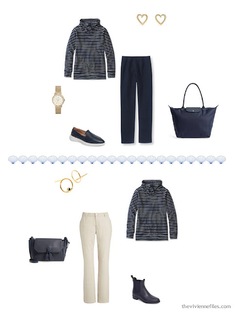 2 ways to wear a striped sweatshirt from a 4 by 4 Travel Capsule Wardrobe 2 ways to wear a striped sweatshirt from a 4 by 4 Travel Capsule Wardrobe