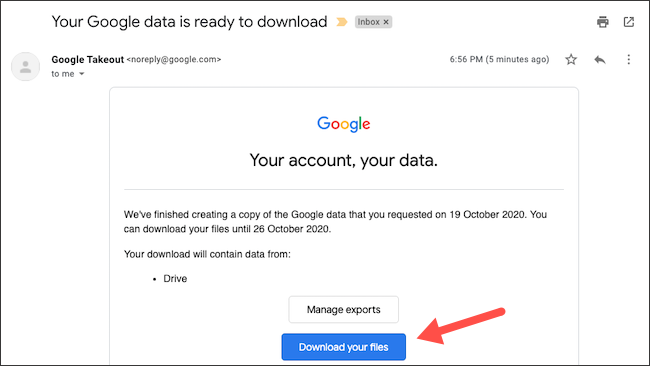 قم بتنزيل أرشيف بيانات Google Drive